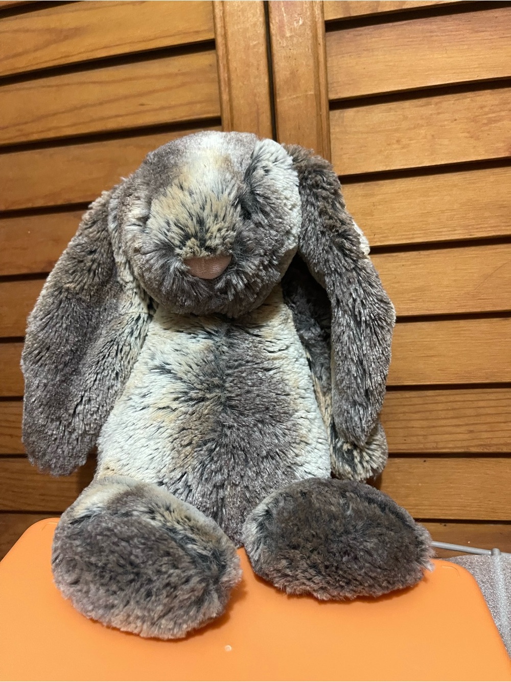 Jellycat mottled gray and tan plush rabbit with tag